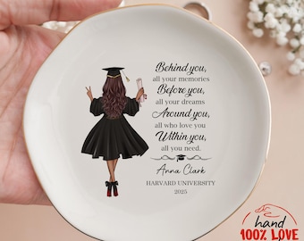 Personalized Graduation Keepsake, Ceramic Jewelry Dish, Gift For Her