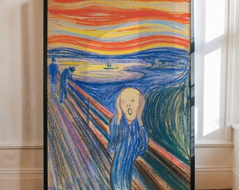The Scream Art Print, Edvard Munch Painting, Colorful Wall Decor