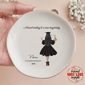 Personalized Jewelry Dish for Daughter, PHD Graduation, Masters Degree Gift, Graduation Jewelry Dish, Class of 2025 Gift, Trinket Dish