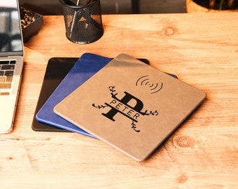 Custom Leather Charging Mat, Personalized Phone Charger, Wireless Charger Pad, Leather Charging Mat, Charging Mouse Pad, Custom Wireless Pad