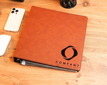 Custom Company Logo Leatherette 3-Ring Binder, Personalized