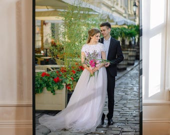 Custom Wedding Photo Frame, Personalized Couple Portrait Art