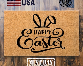 Happy Easter Coir Doormat, Spring Welcome Mat