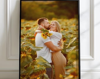 Custom Couple Photo Frame, Engraved Portrait, Wedding Gift