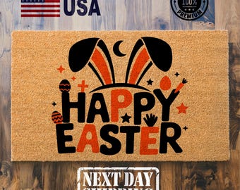 Happy Easter Coir Doormat, Bunny Design, Spring Home Decor