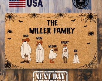 Custom Halloween Doormat, Funny Doormat, Outdoor Decoration, Spooky Season, Closing Gifts, Cute Doormat, Custom Doormat, Family Name Gift