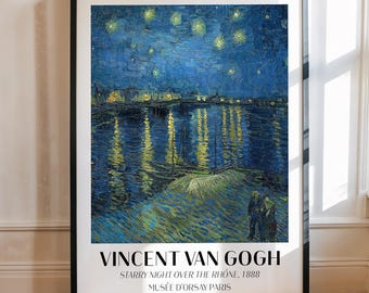 Van Gogh Art Print, Starry Night Over The Rhone, Vintage Wall Decor