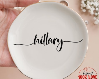 Personalized Ceramic Jewelry Dish, Custom Trinket Tray