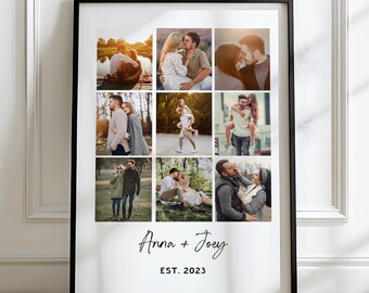 Custom Couple Photo Collage Frame, Personalized Wedding Gift