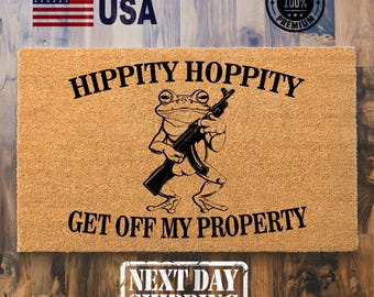 Hippity Hoppity Get Off My Property Doormat, Funny Frog Coir Welcome Mat
