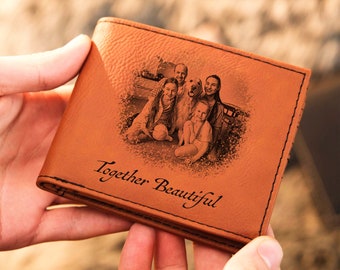 Personalized Custom Photo Wallet, Mens Wallet, Engraved Family Picture Wallet, Leather Wallet,  Custom Photo Leather Wallet, Picture Wallet