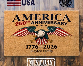 Personalized America 250th Anniversary Doormat, Colorful Doormat, USA Doormat, Trendy Doormat, 250th Birthday USA, Personalized Gift