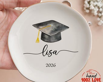 Personalized Graduation Ring Dish, Custom Ceramic Trinket Tray