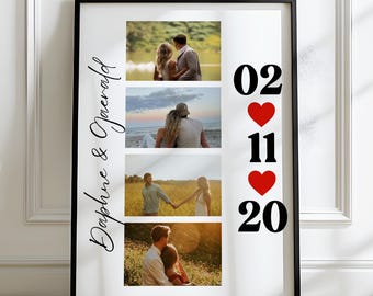 Couple Photo Collage Print, Custom Photo Frame, Trendy Wall Art, Keepsake Gift, Gift for Her, Gift for Him, Personalized Gift, Romantic Gift