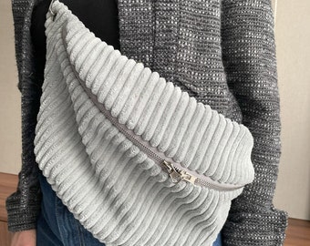XL waist bag made of gray corduroy