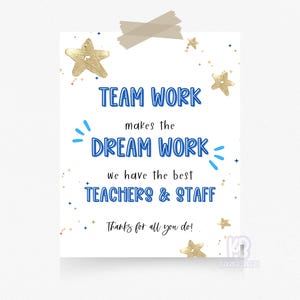 Team Work Makes the Dream Work Lehrer Wertschätzung Zeichen | Sunshine Snack-Wagen | PTA Event Dekor | Lehrer Lounge Snack-Korb