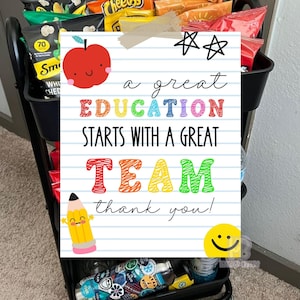 Eine tolle Ausbildung beginnt mit einem tollen Team | Sunshine Snack-Wagen | PTA Event Dekor | Lehrer Lounge Snack-Korb