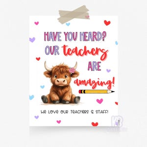 Highland Kuh Lehrer Valentinstag Geschenk | Valentinstag Nette Kuh Lehrer Wertschätzung | Sunshine Snack-Wagen | PTA Event Dekor | Lehrer Lounge Snack