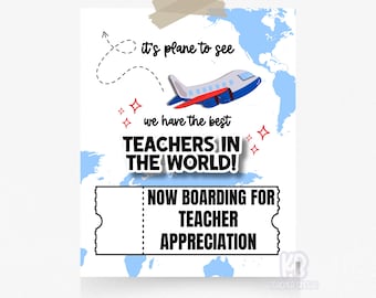 Süße Flugzeug, Reise Thema Lehrer Wertschätzung Woche druckbare Schild - sofortiger Download - Geschenk für Lehrer - Klassenzimmer Dekor - Team Danke