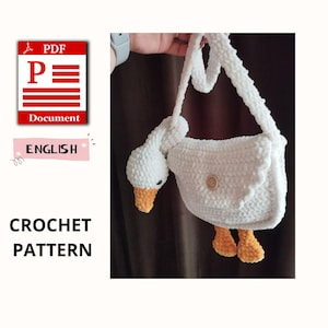 crochet pattern for bag, soft goose bag, pattern pdf, crochet pattern for kids, cute amigurumi animals, crochet pattern soft bag goose