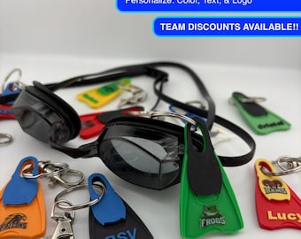 Llavero/etiqueta para mochila con diseño de aletas de natación personalizadas, llaveros deportivos, etiqueta para bolso de nadador, equipo de natación, regalo para entrenador, flotador, impresión 3D