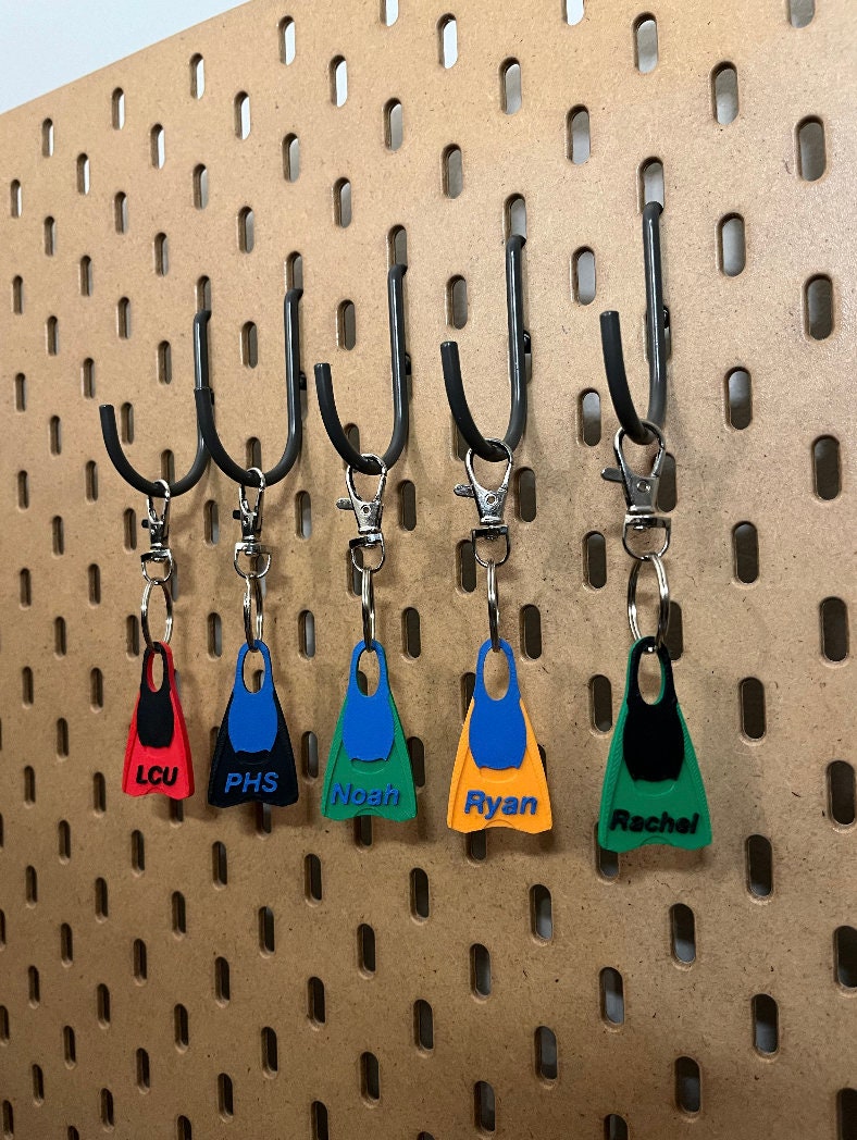 Personalized Swim Fins Keychain | Backpack Tags, Sport Keyrings, Swimmer Bag Tag, Swim Team, Coach Gift Pullbuoy, 3D Printed