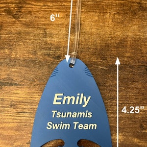 Personalized Swim Kickboard Bag Tag Backpack Tags, Sport Keyrings, Swimmer Bag Tag, Swim Team, Coach Gift Pullbuoy, 3D Printed image 5