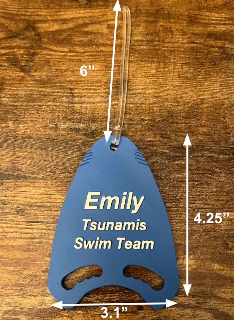 Personalized Swim Kickboard Bag Tag Backpack Tags, Sport Keyrings, Swimmer Bag Tag, Swim Team, Coach Gift Pullbuoy, 3D Printed image 5