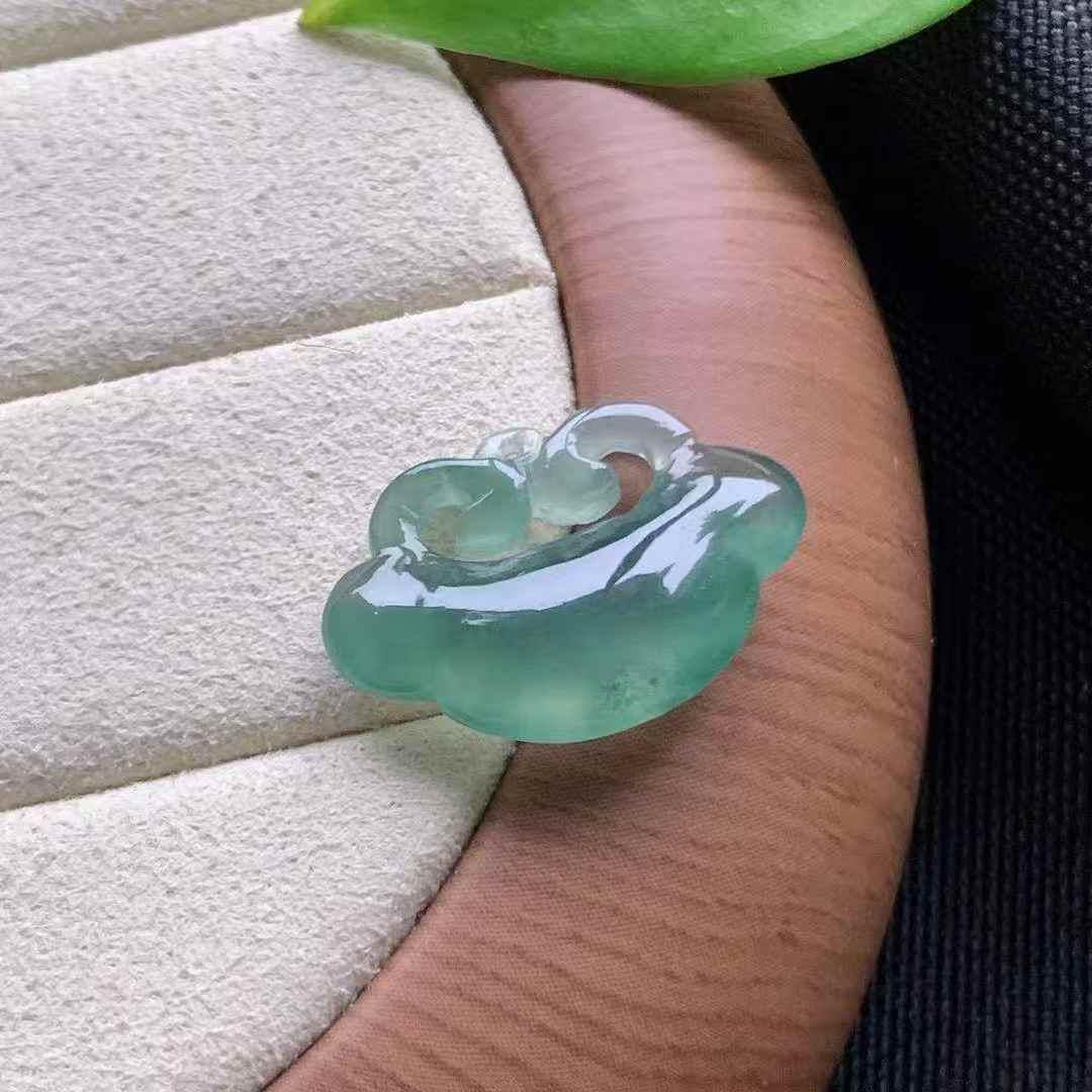 Burmese Untreated Jadeite Ruyi Pendant: Icy Clear, Auspicious Cloud ...