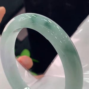 Burmese Jadeite Formal Bangle: Natural Floating Flower Jade Bracelet (57/58mm) Certified