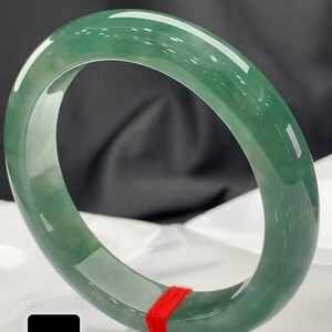 Certified Genuine Myanmar Jadeite  Bangle:  Oily Green Grade A (Size 58/59), Gift for Her