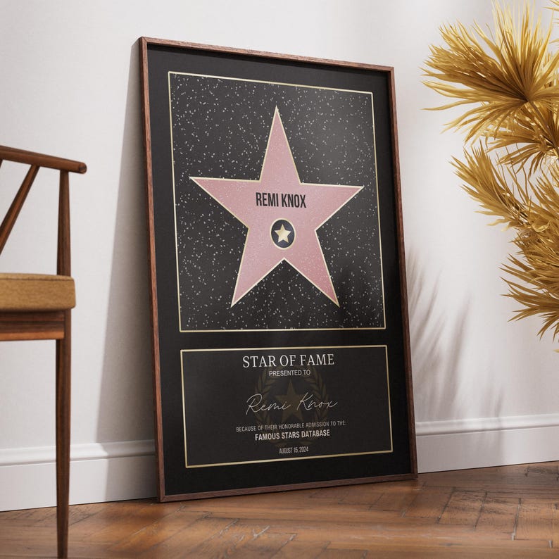 Estrella de la fama de Hollywood - Plantilla Canva | Icónico y clásico | Decoración personalizada, arte mural, decoración del hogar, regalo de cumpleaños, productos digitales. imagen 5