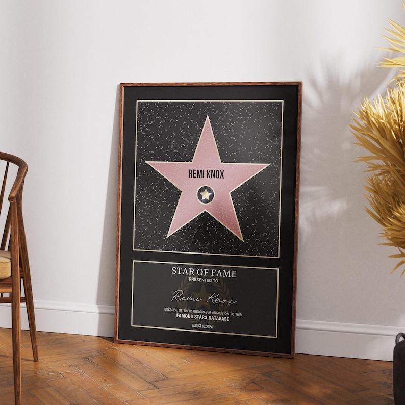 Estrella de la fama de Hollywood - Plantilla Canva | Icónico y clásico | Decoración personalizada, arte mural, decoración del hogar, regalo de cumpleaños, productos digitales. imagen 3