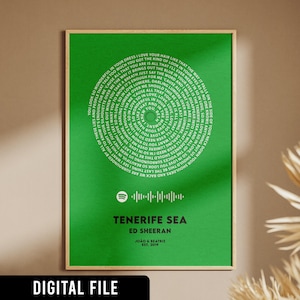 Custom Song Lyrics Poster – Personalized Song Lyrics Wall Art Digital Download w/ Spotify Code, Unique Music Gift for All Occasions