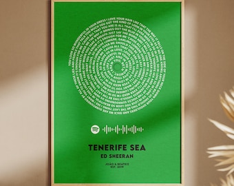 Custom Song Lyrics Poster – Personalized Song Lyrics Wall Art Digital Download w/ Spotify Code, Unique Music Gift for All Occasions
