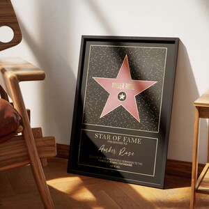 Custom Hollywood Star of Fame | Iconic & Classic | personalized decor, wall art, home decor, birthday gift, digital products, digital gifts image 2