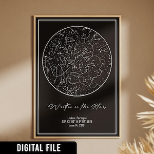 Custom Night Sky Map | Personalized Star Map | personalized decor, wall art, home decor, birthday gift, digital products, digital gifts