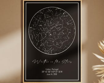 Benutzerdefinierte Nachthimmelkarte | Personalisierte Sternenkarte | personalisiertes Dekor, Wandkunst, Wohndekor, Geburtstagsgeschenk, digitale Produkte, digitale Geschenke