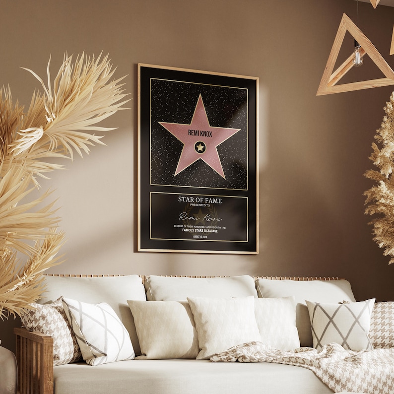 Estrella de la fama de Hollywood - Plantilla Canva | Icónico y clásico | Decoración personalizada, arte mural, decoración del hogar, regalo de cumpleaños, productos digitales. imagen 7