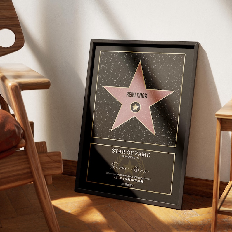 Estrella de la fama de Hollywood - Plantilla Canva | Icónico y clásico | Decoración personalizada, arte mural, decoración del hogar, regalo de cumpleaños, productos digitales. imagen 2