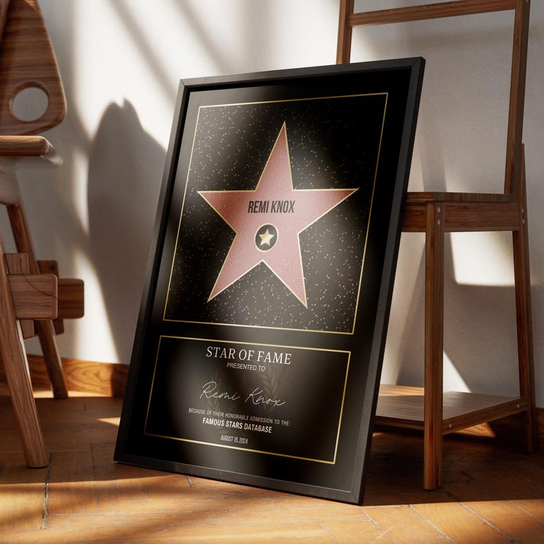 Estrella de la fama de Hollywood - Plantilla Canva | Icónico y clásico | Decoración personalizada, arte mural, decoración del hogar, regalo de cumpleaños, productos digitales. imagen 4