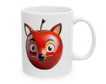 Cherry Fox Mug, FruitiAnimals Mug, Coffee Cup Fruity Animals, Gift Mug, Free Shipping