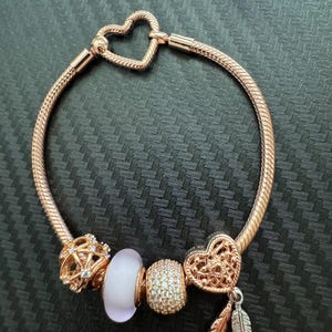 Pandora Beads & Pave Bracelet 14k Rose Gold plated 7.5