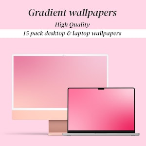 Desktop and Laptop Pink Wallpapers - 15 Pack Digital Download, Gradient Backgrounds