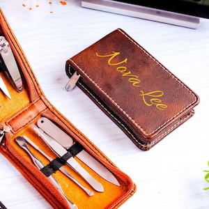 Bridesmaid Manicure Set,  Leather Manicure Set, Customed Manicure Set, Travel Nail Kit, Bridesmaid Gift, Bridal Party Gift