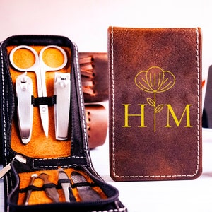 Personalized Manicure Set,  Leather Manicure Set, Customed Manicure Set, Travel Nail Kit, Manicure Set Case, Leather Manicure Gift