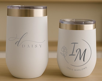 Personalized Laser Engraved Wine Tumbler, Stainless Steel Cup