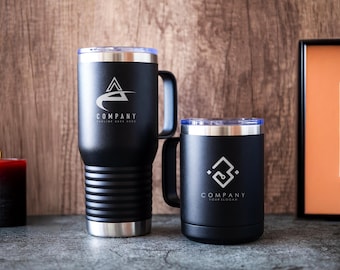 Corporate Branded Ceramic Mug, Insulated Steel Mug, Corporate Mug with Logo, Company Welcome Gift, Gift for Clients, Stainless Tumbler