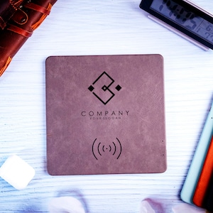 Personalized Company Charging Pad, Company Logo Engraved Charging Pad, Personalized Leather Charging Pad, Company Gifts, Gift For Boss