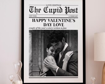 Impresión de periódico personalizada para San Valentín, regalo para parejas, regalo para esposa, impresión de fotos de pareja, regalo para novia.